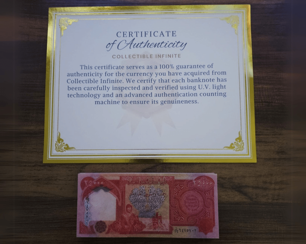 25,000,000 Iraqi Dinar – 25,000 x 1000 Uncirculated Authenticated Notes 2003 (For Collectors)