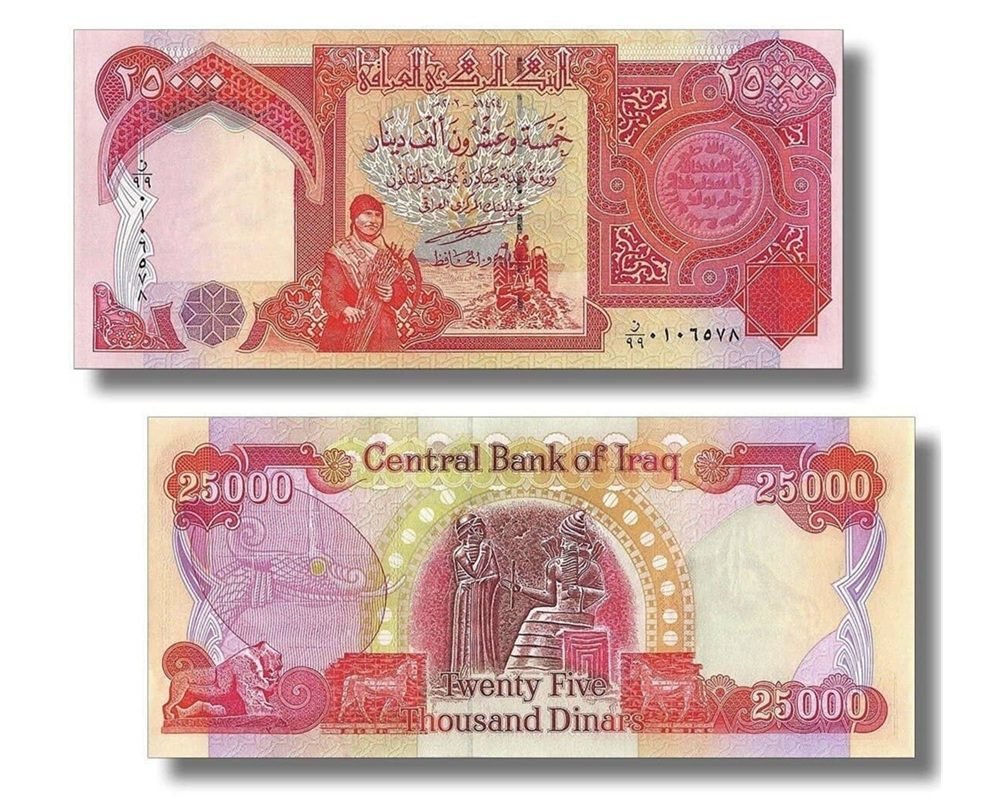 125,000 Iraqi Dinar – 5 × 25,000 IQD Authentic Uncirculated 2003 Series Banknotes (For Collectors)